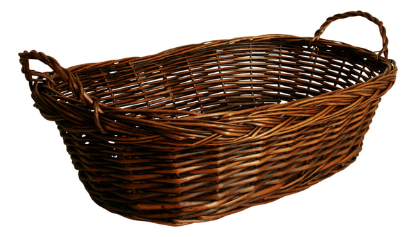Bowley & Jackson Oval Natural Willow Log Basket With Rope Handles - Hessian Lined - 54cm