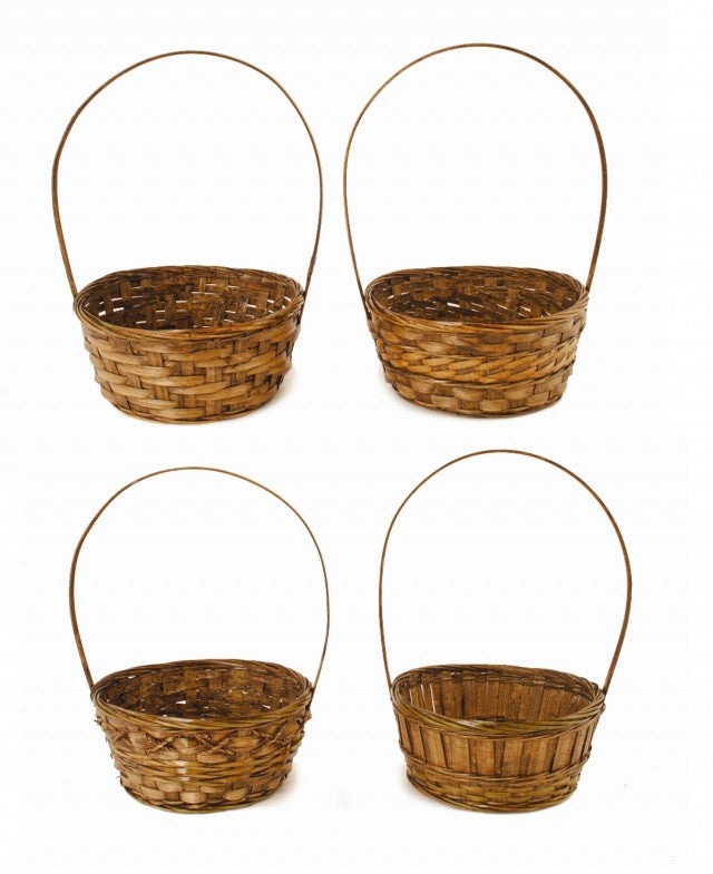 10" Dark Stained Bamboo Basket With Handle-Wald Imports