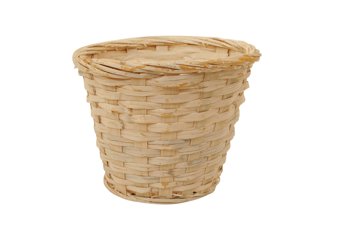 7&quot; Rattan Whitewash Planter Basket