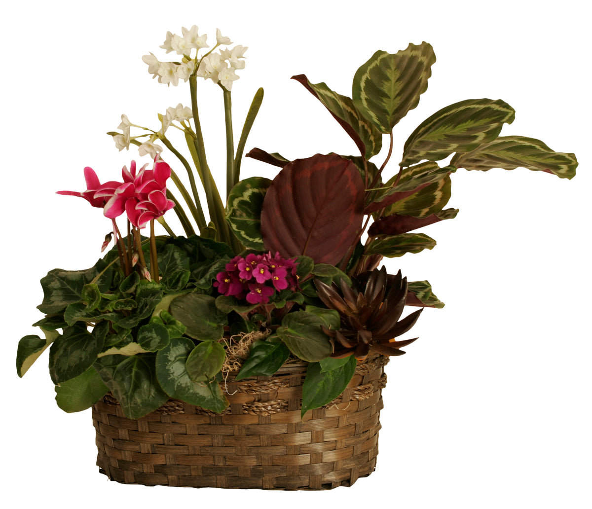 Double 4&quot; Dark Stained Bamboo Planter Basket