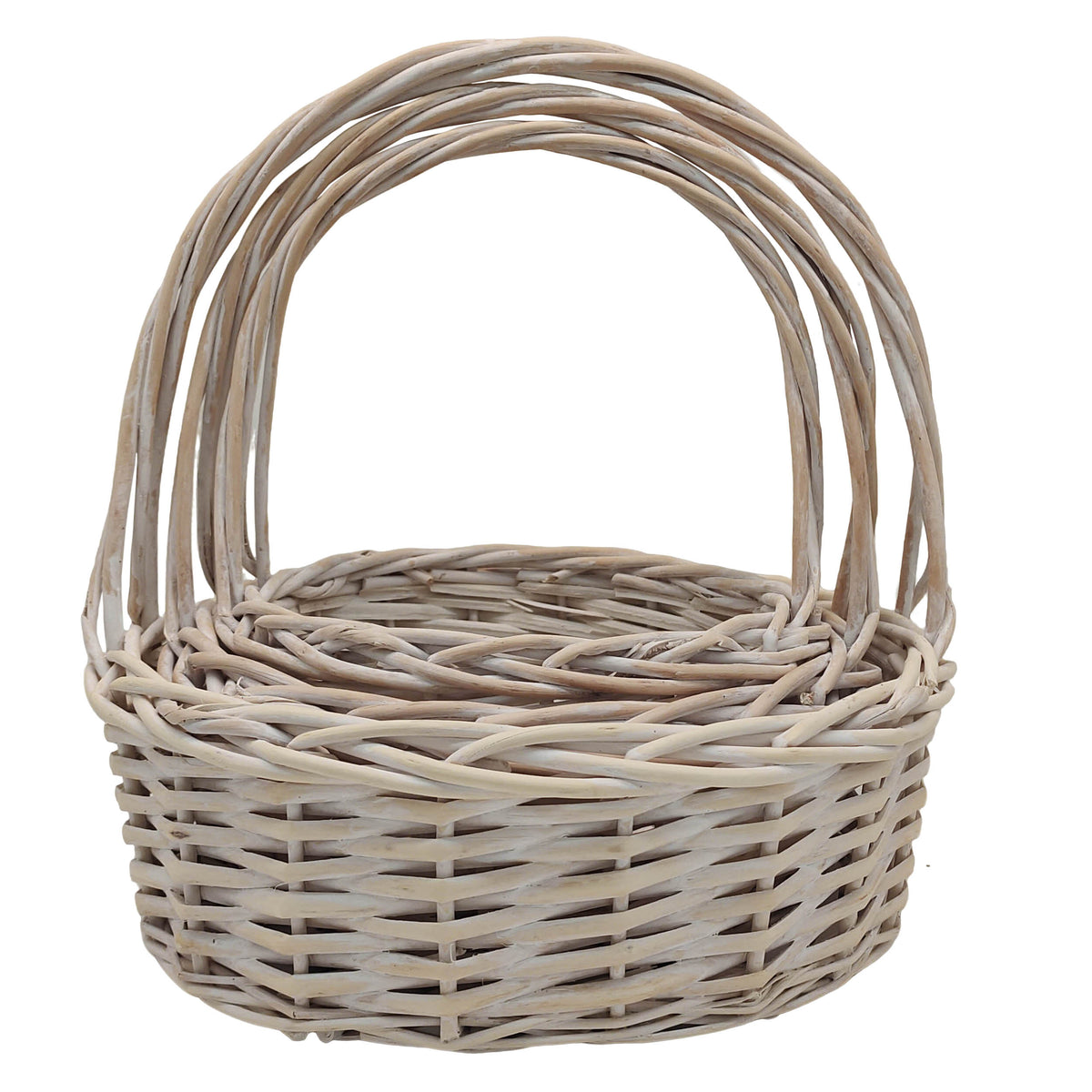 Set of 3 Whitewash Willow Baskets