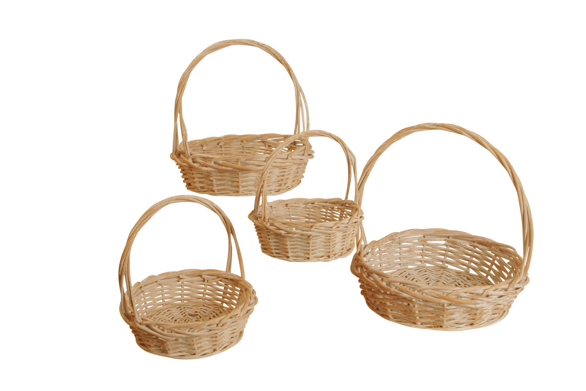 Set of 4 Whitewash Willow Baskets