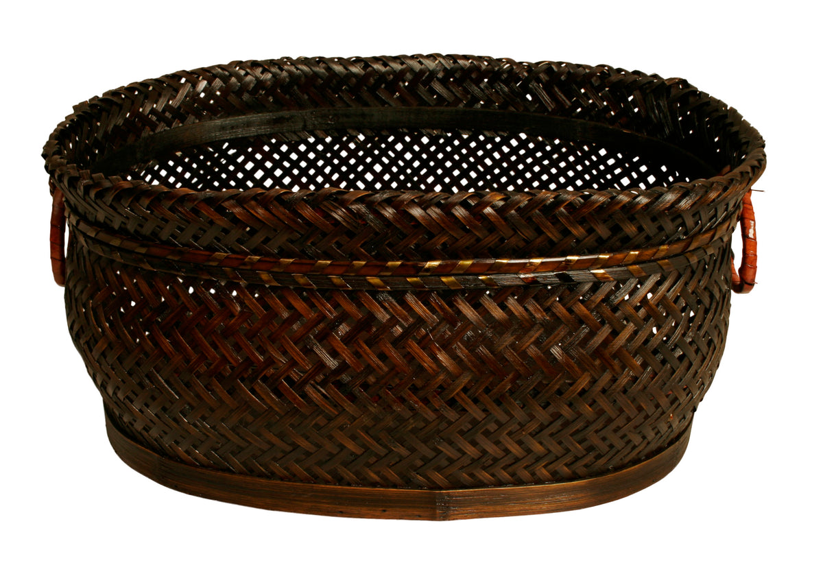 13.75&quot; Oval Herringbone Weave Basket