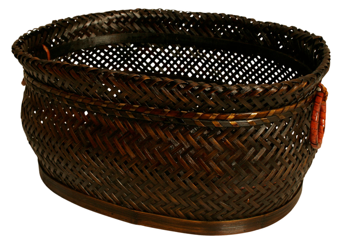 13.75&quot; Oval Herringbone Weave Basket