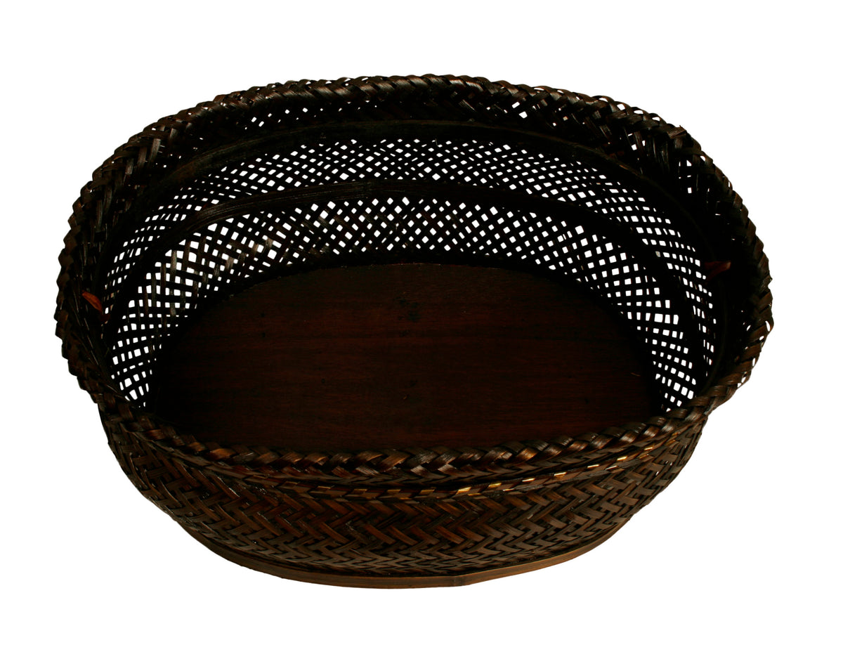 13.75&quot; Oval Herringbone Weave Basket