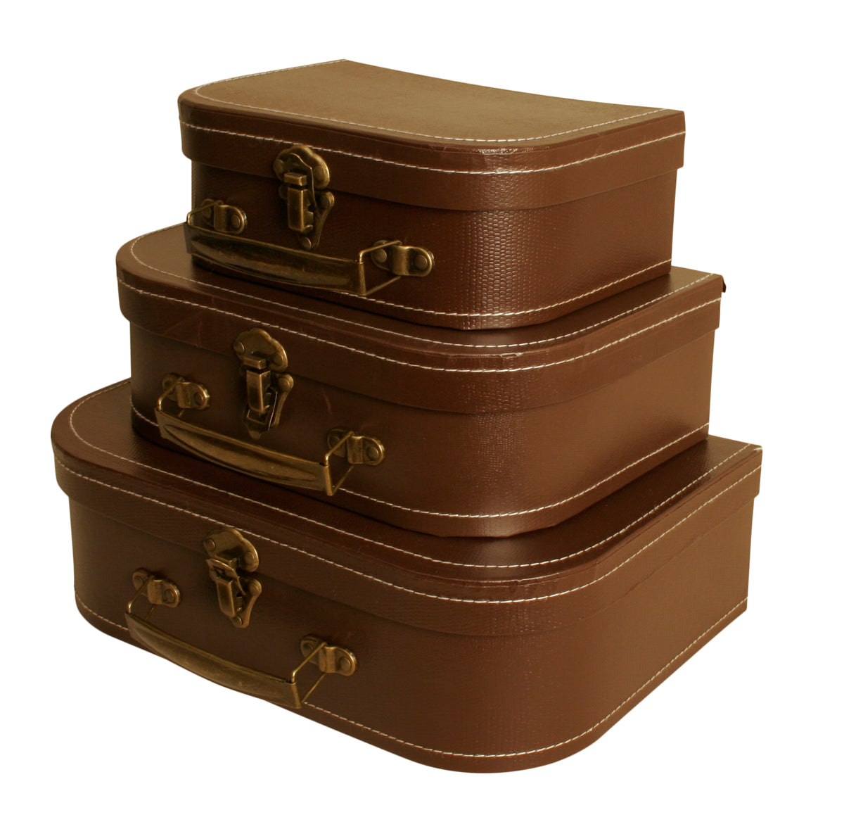 Suitcase Set of 3 Brown Paperboard