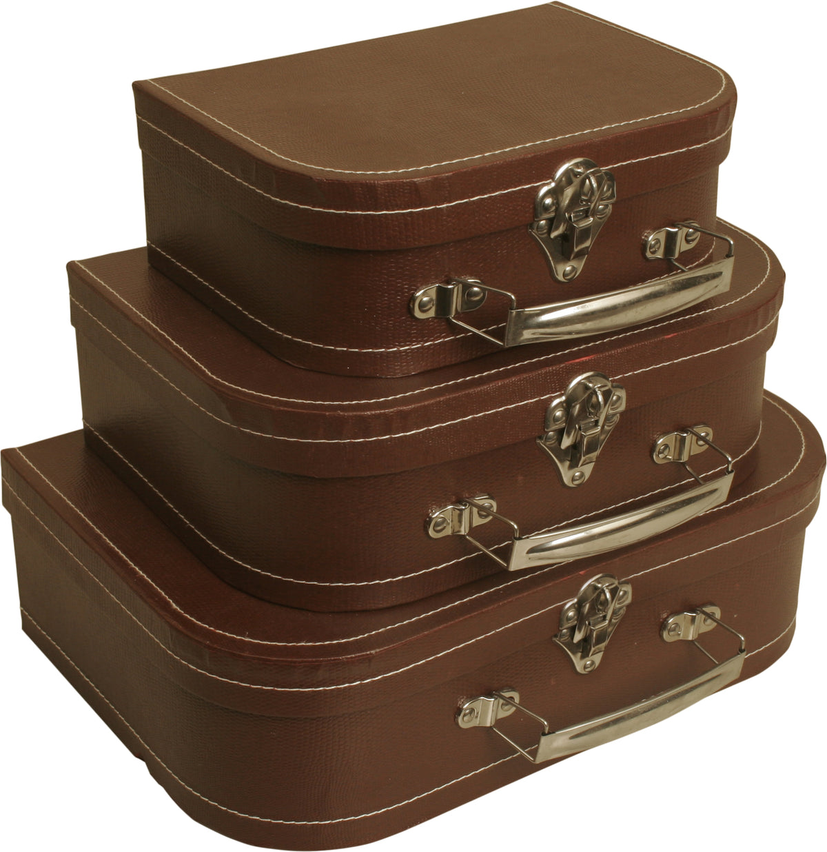 Suitcase Set of 3 Brown Paperboard