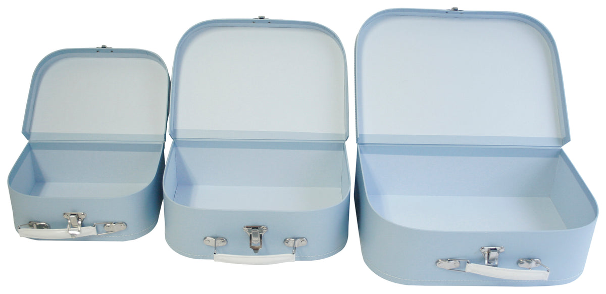 Suitcase Set of 3 Baby Blue Paperboard
