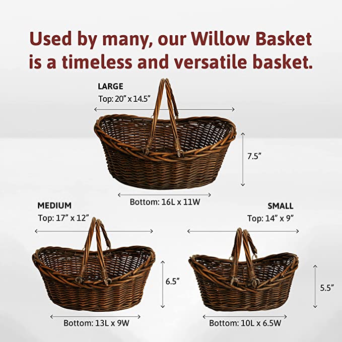 16&quot; Brown Willow Basket w/ Handles