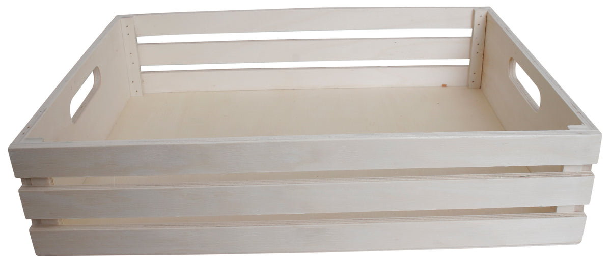15&quot; Slatted Natural Wood Tray