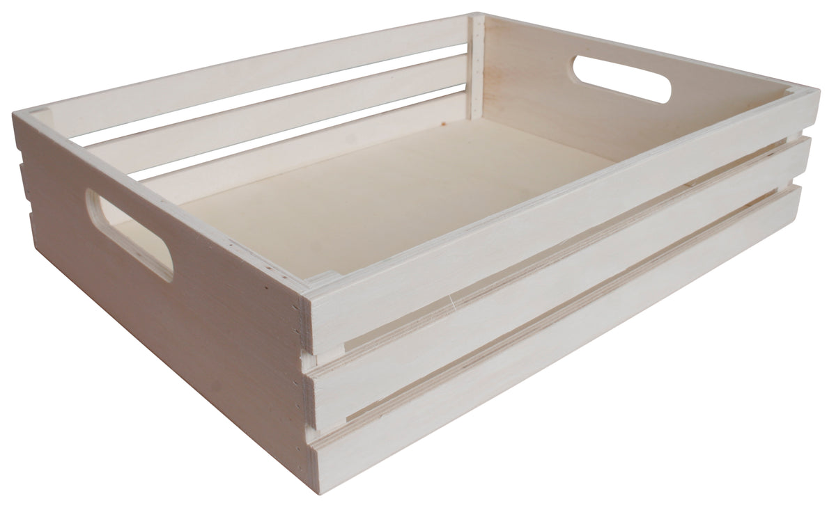 15&quot; Slatted Natural Wood Tray