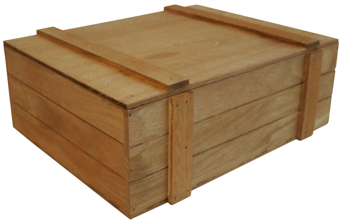 14&quot; Rustic Farmhouse Wood Crate w/Lid