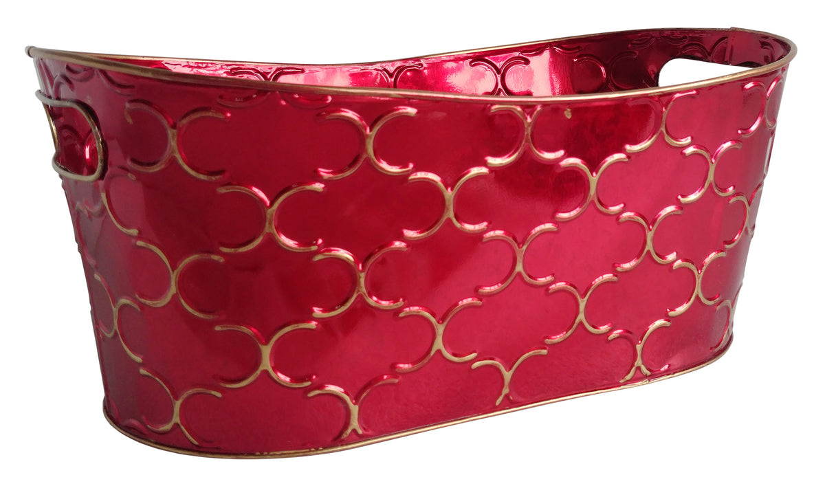 Double 6&quot; Royal Burgundy Metal Planter