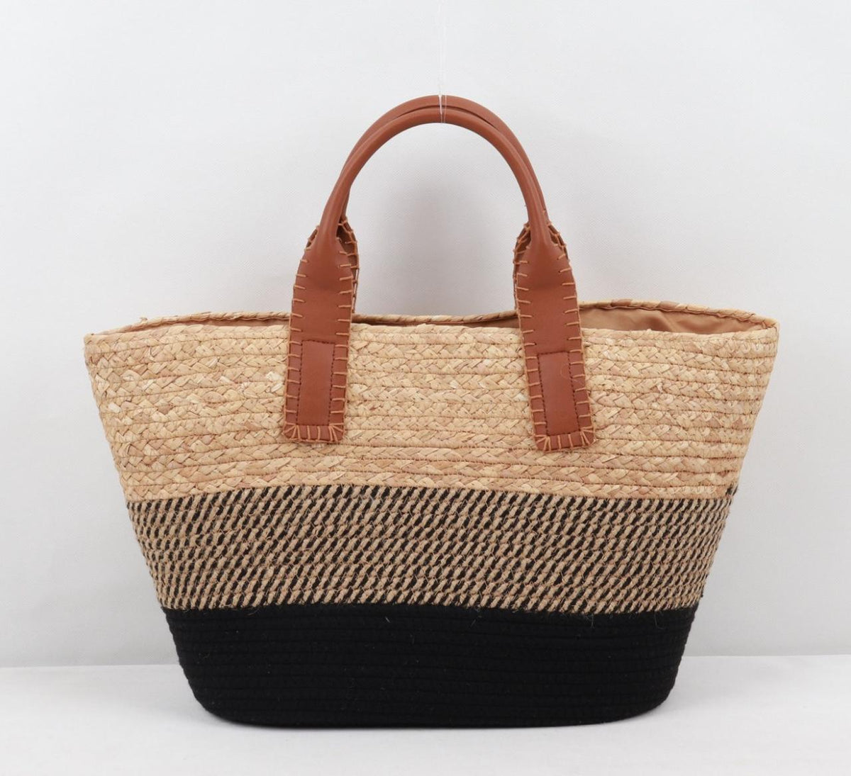 Woven Tote Bag - Black &amp; Natural