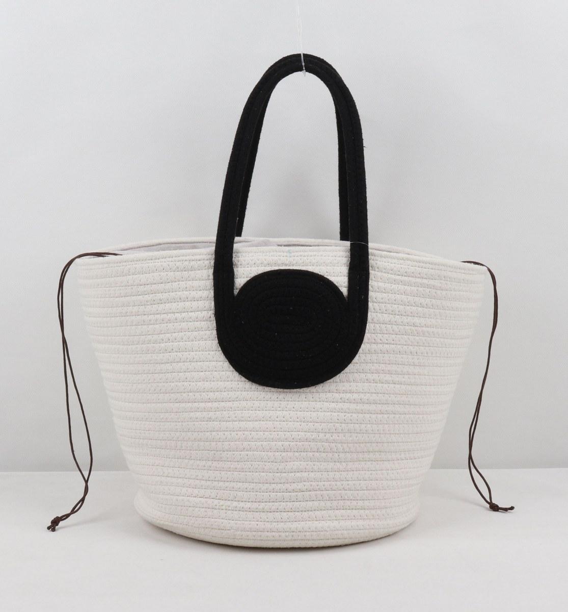 Woven Tote Bag - Black &amp; White