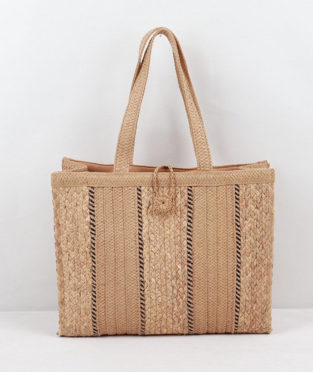 Woven Tote Bag - Multiple Vertical Weave w/Black