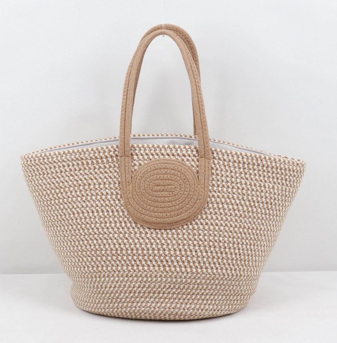 Woven Tote Bag - Brown &amp; Cream