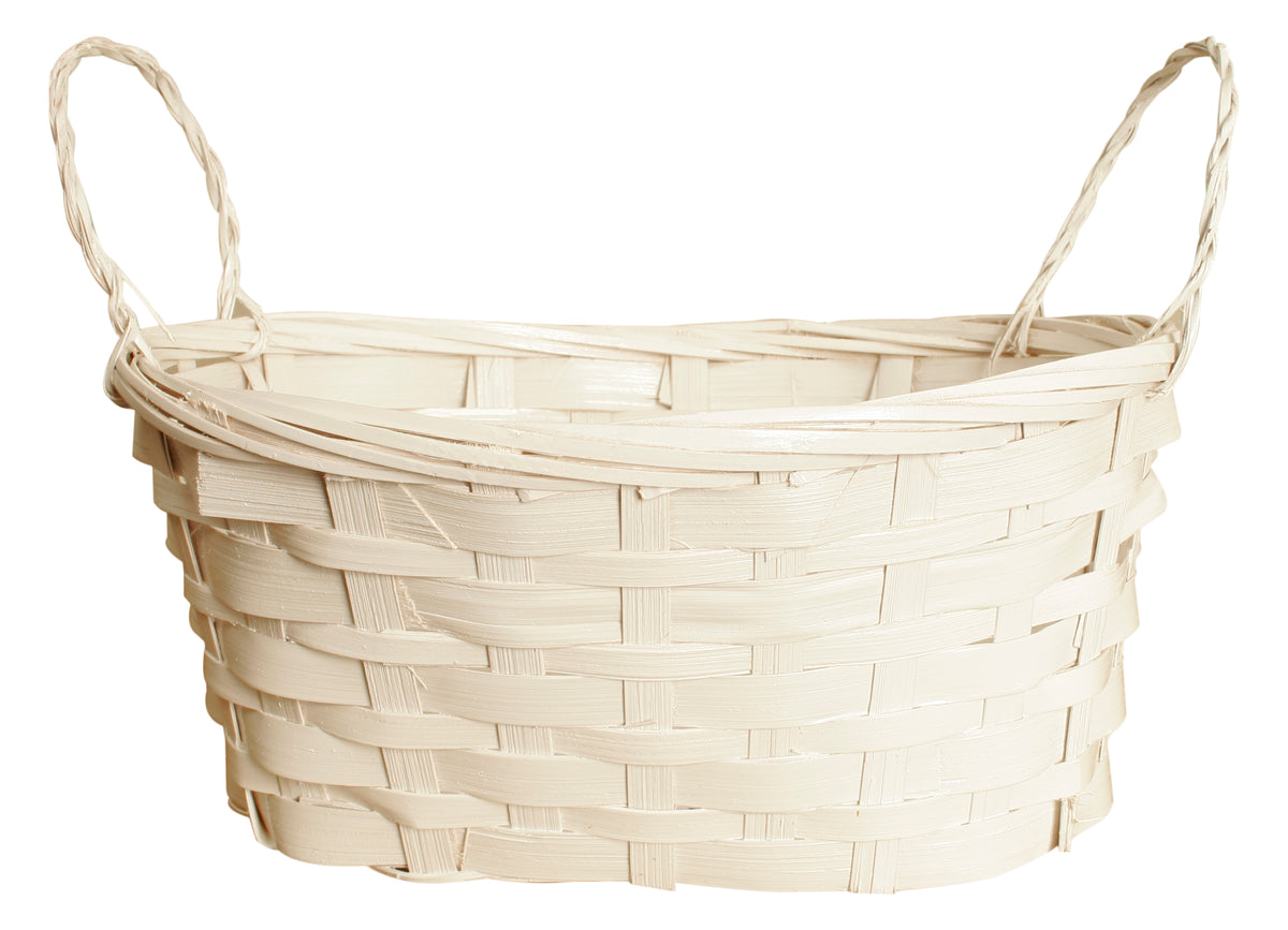 Double 4&quot; White Bamboo Basket