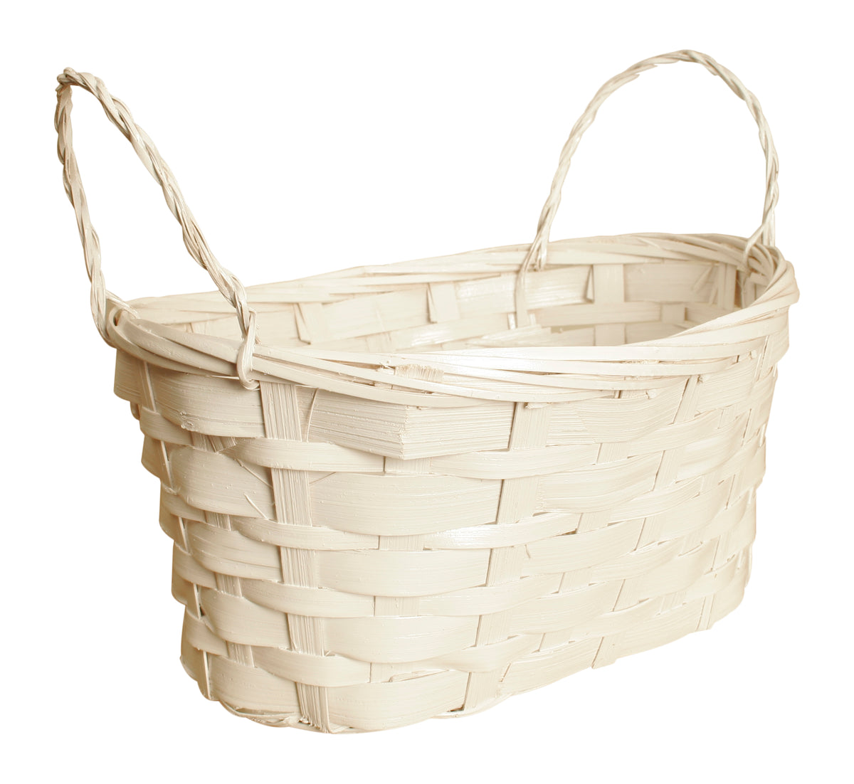 Double 4&quot; White Bamboo Basket