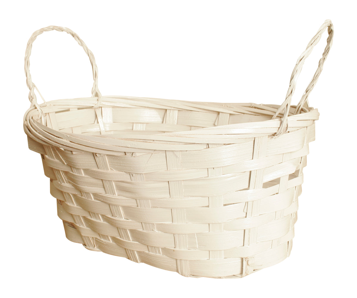 Double 4&quot; White Bamboo Basket