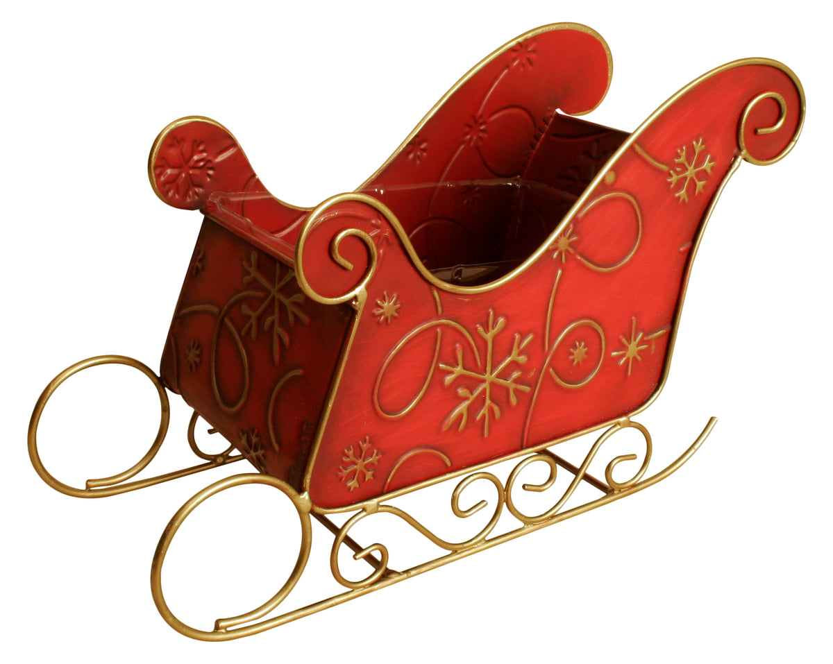 Novelty 12&quot; SM RED METAL SLEIGH