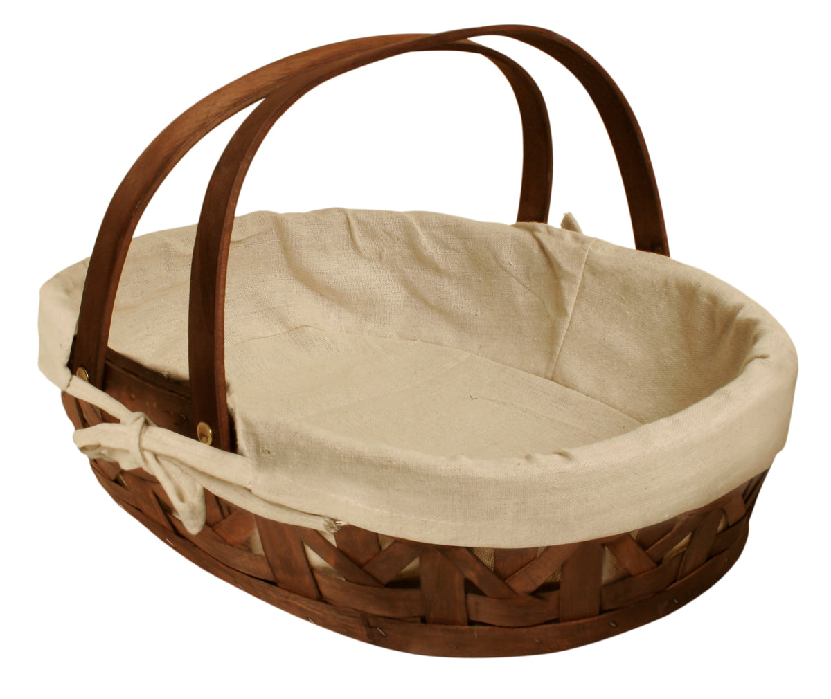 17&quot; Stained Woodchip Basket w/Cloth Liner