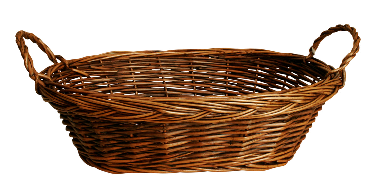 14&quot; Dark Brown Oval Willow Basket