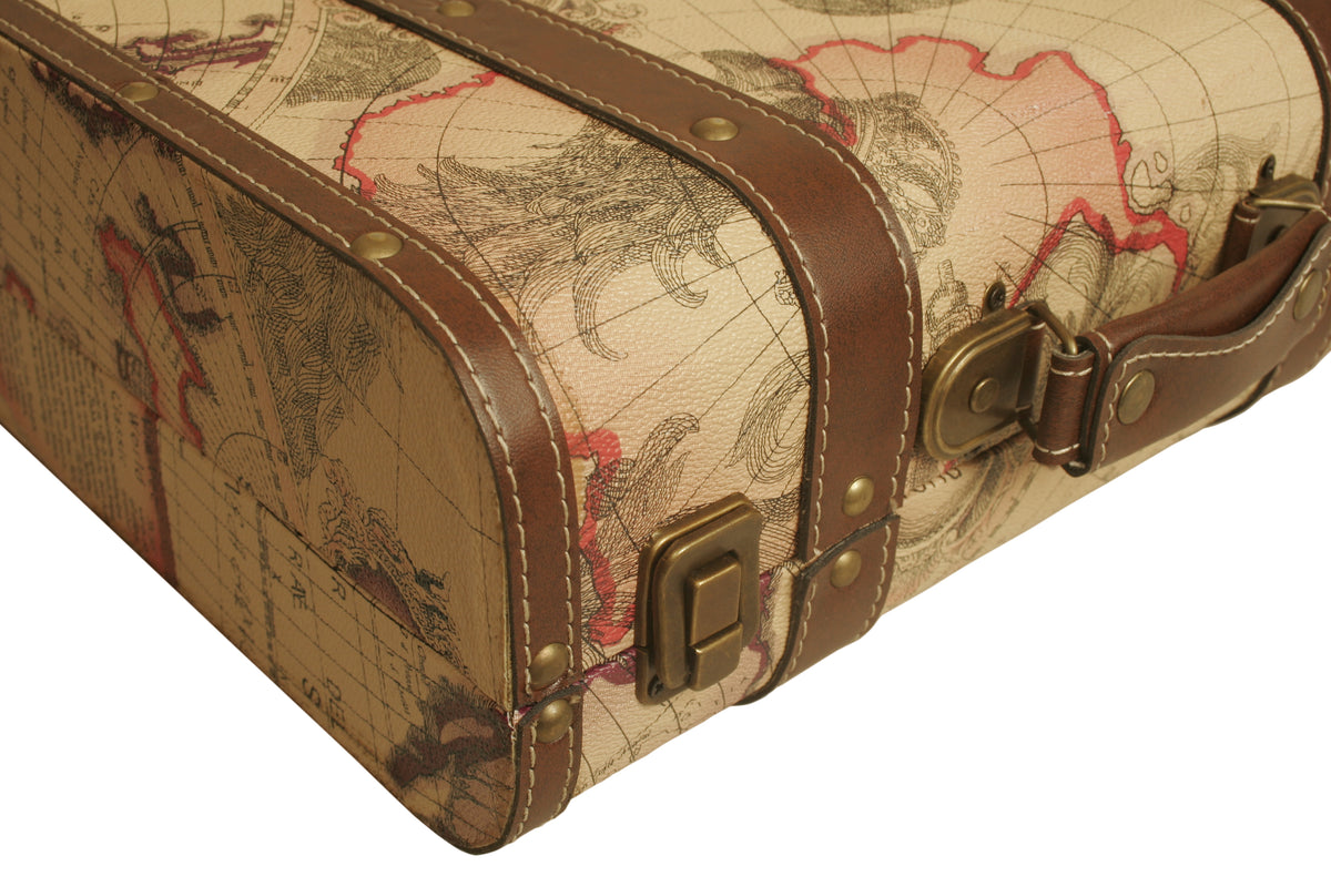 Suitcase Map Faux Leather Suitcase