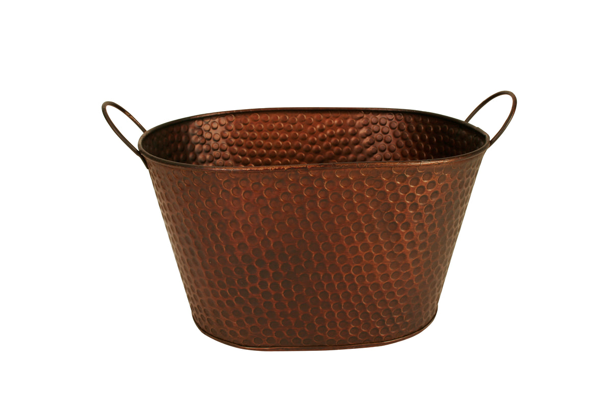 10.5&quot; Oval Hammered Metal Container