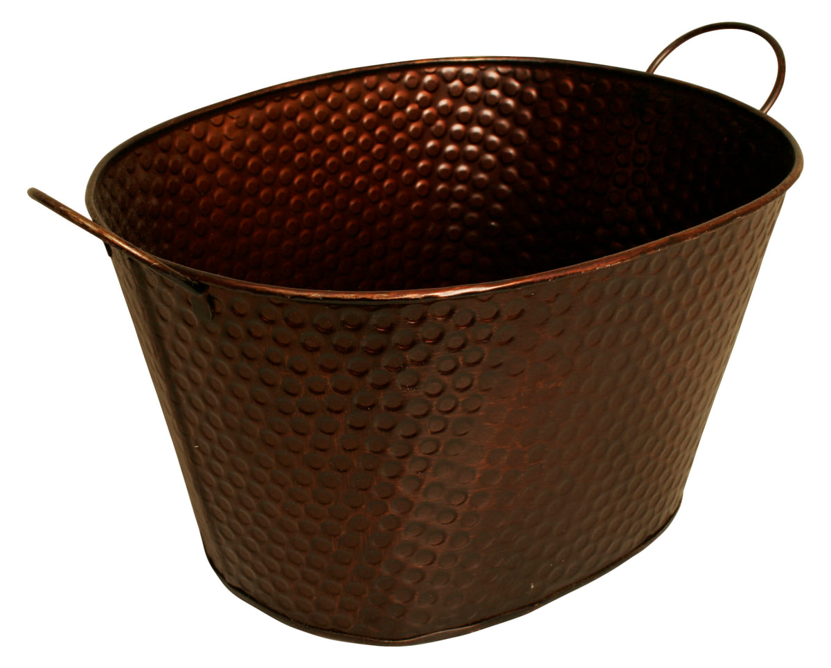 10.5&quot; Oval Hammered Metal Container
