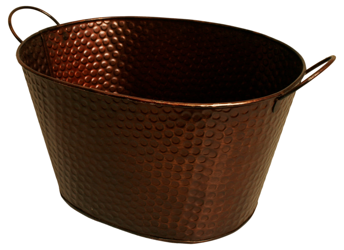 10.5&quot; Oval Hammered Metal Container