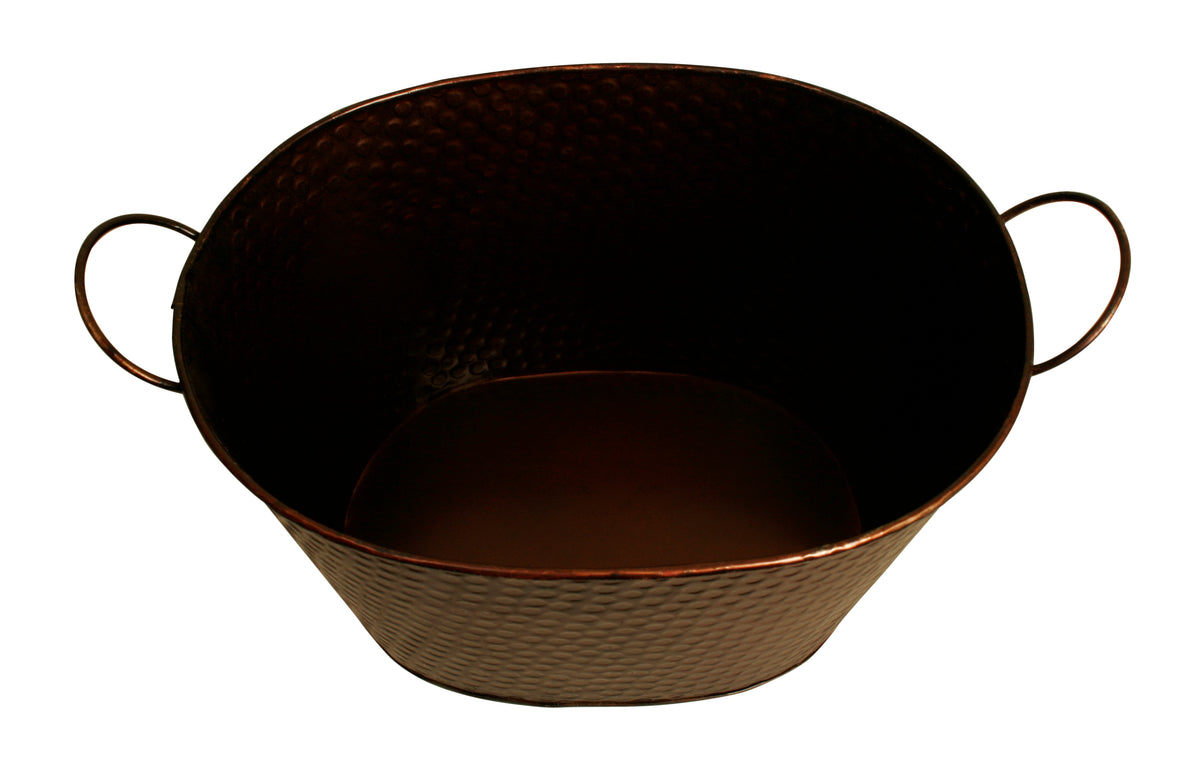 10.5&quot; Oval Hammered Metal Container