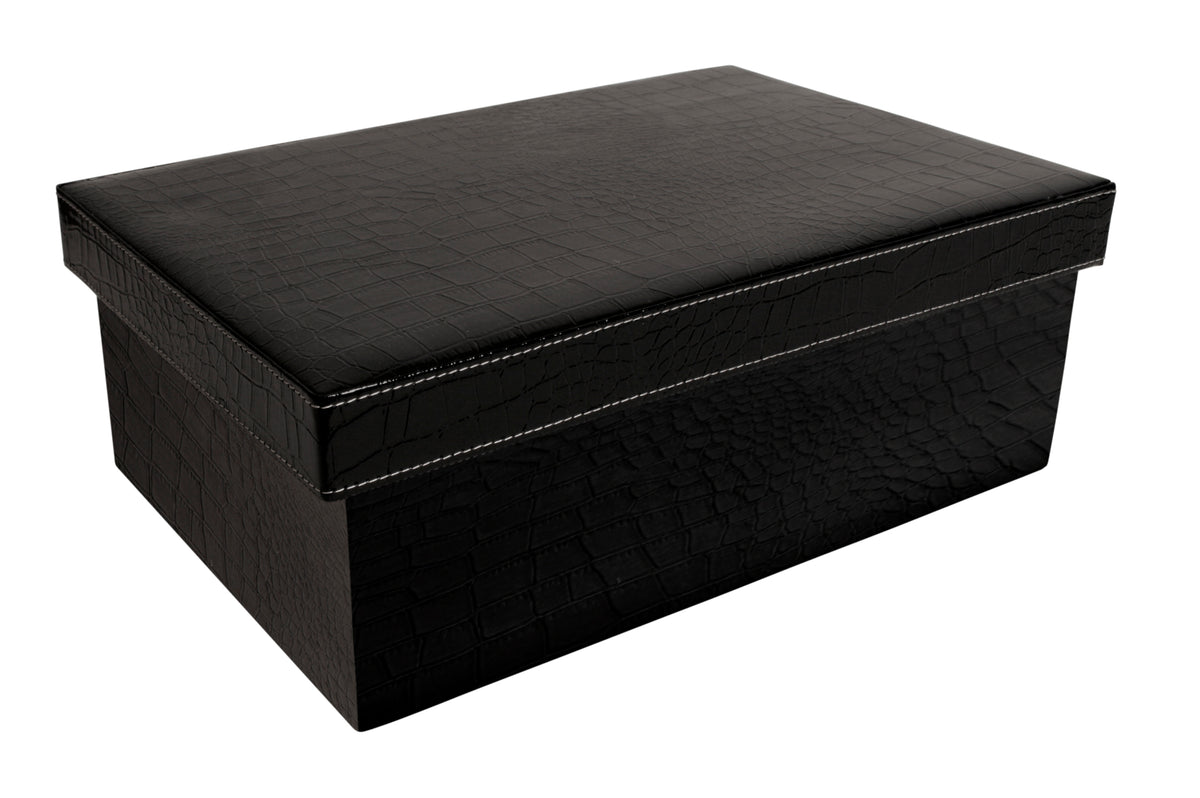14&quot; Black Embossed Paperboard Box W/Lid