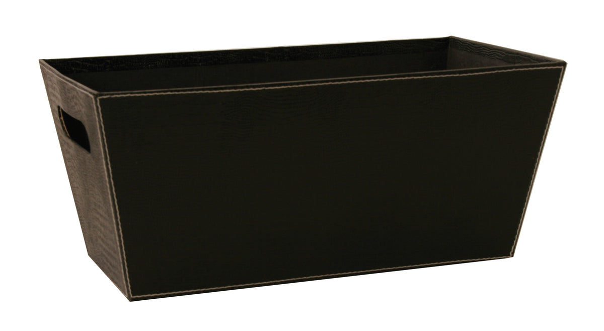13&quot; Black Faux Leather Tote