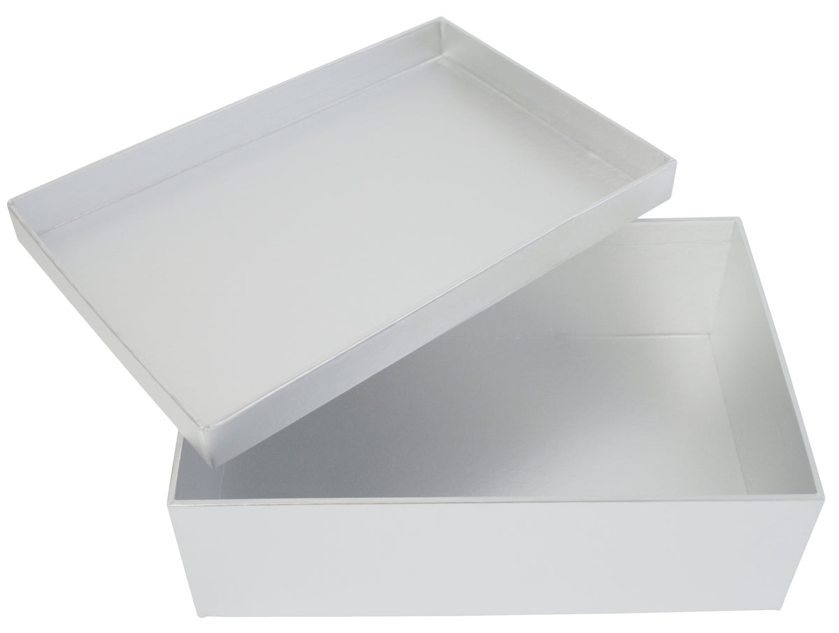 9.5&quot; Silver Paperboard Box W/Lid