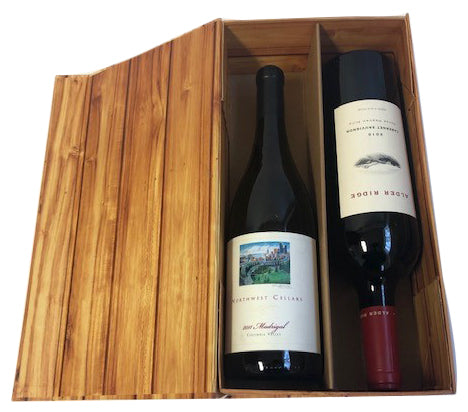 Double Wine Box w/Wood Grain