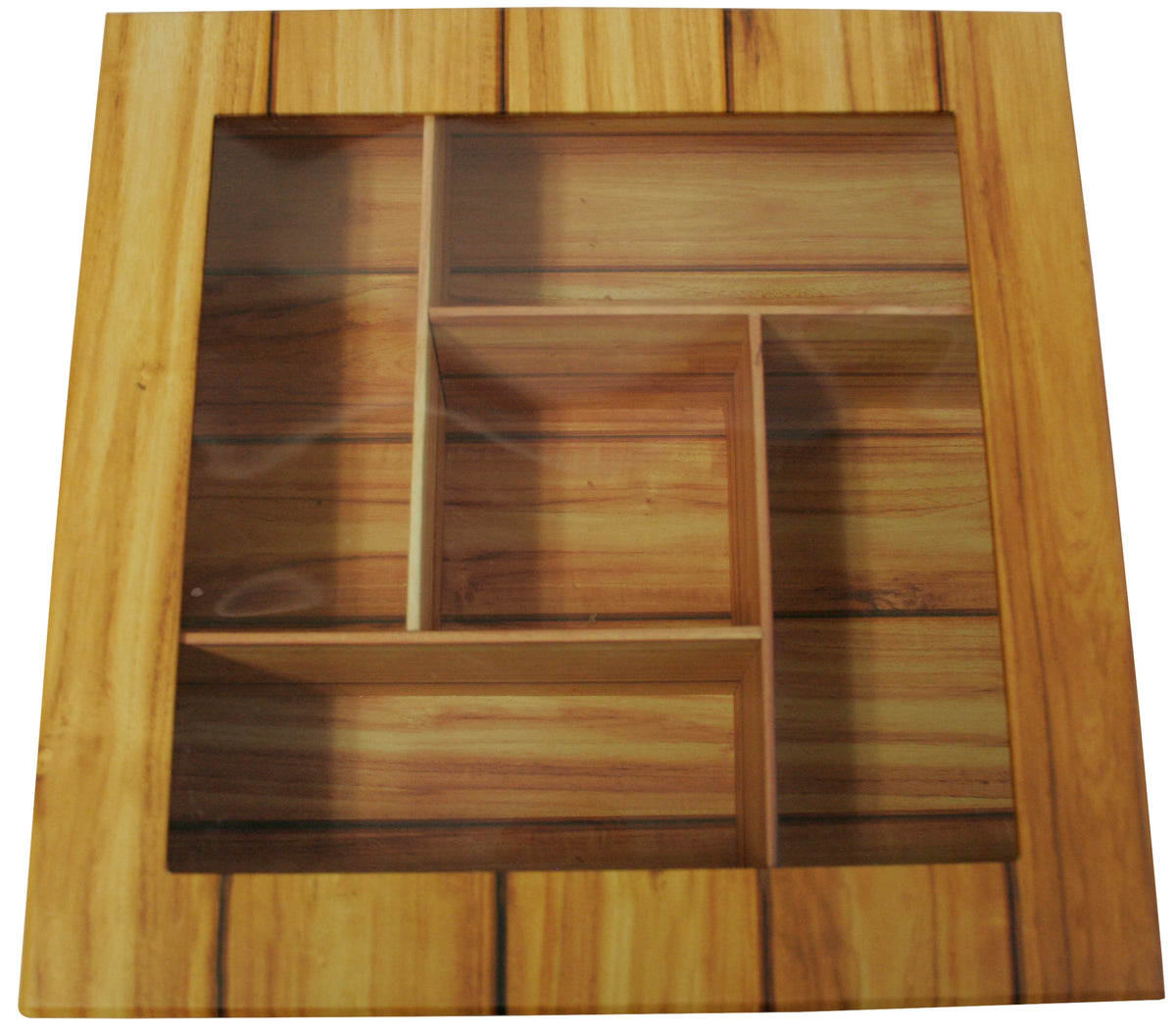 Large Wood Grain Paperboard Storage Tray w/Lid