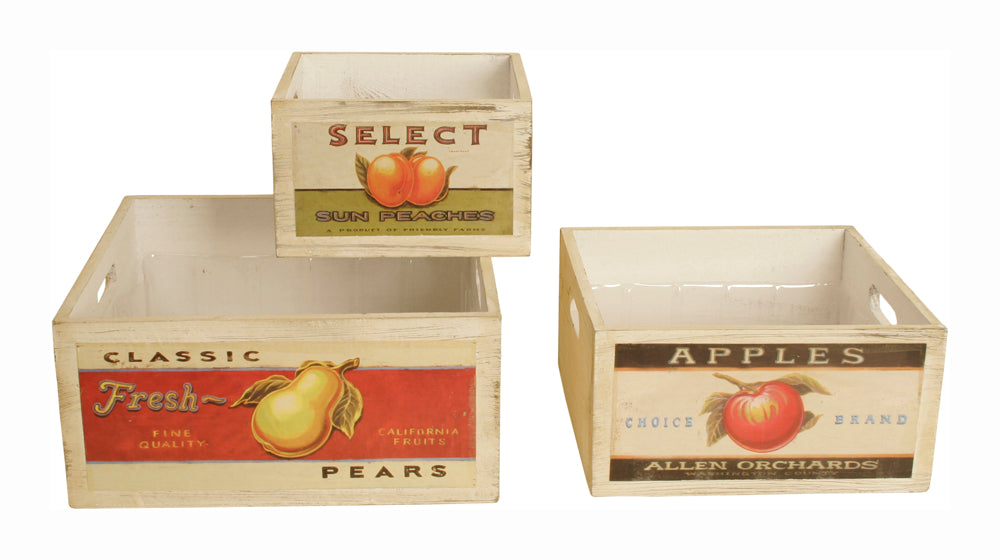 Set Of 3 Retro Fruit Crates