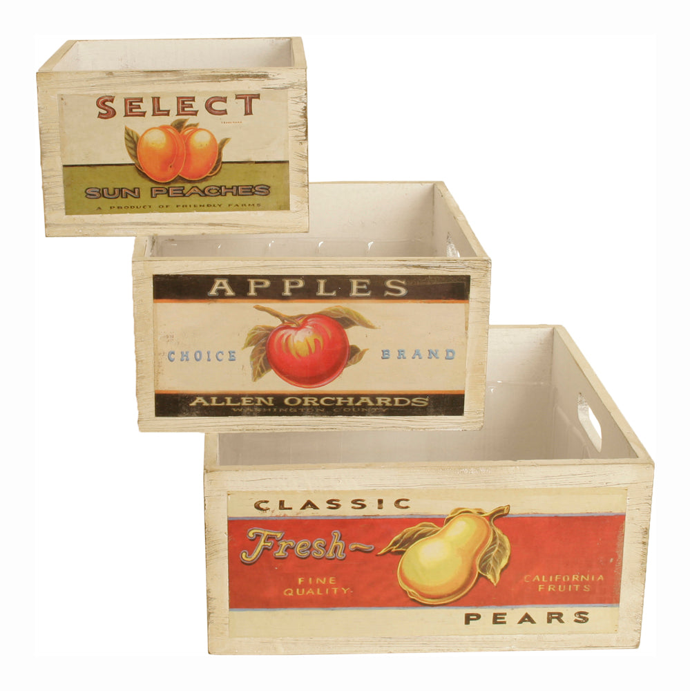 Set Of 3 Retro Fruit Crates