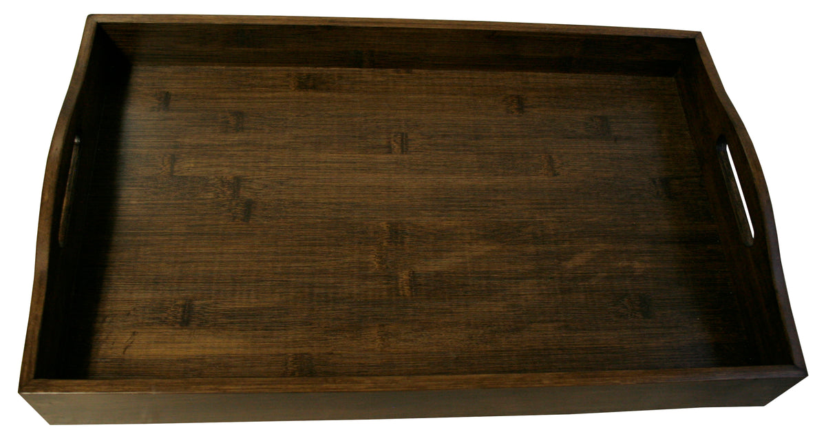 17&#39;&#39; Stained Bamboo Serving Tray w/Handle