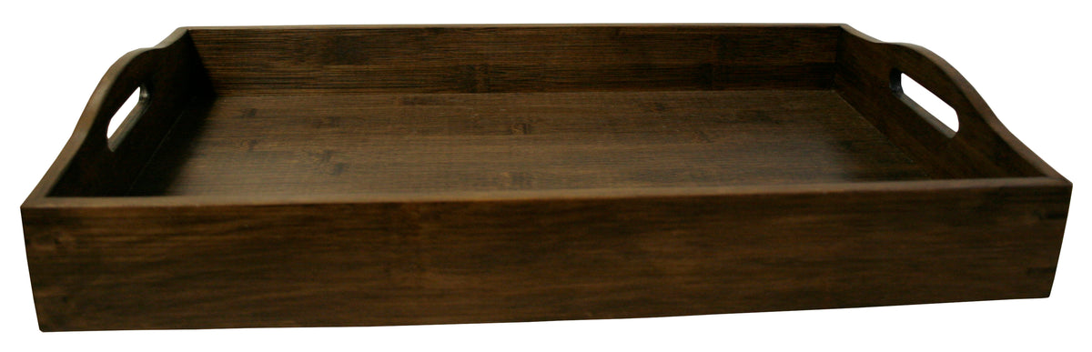 17&#39;&#39; Stained Bamboo Serving Tray w/Handle