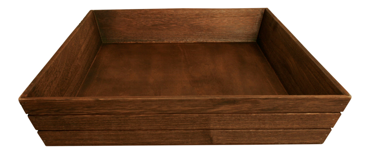 22&quot; Dark Stained Wood Grooved Serving Tray