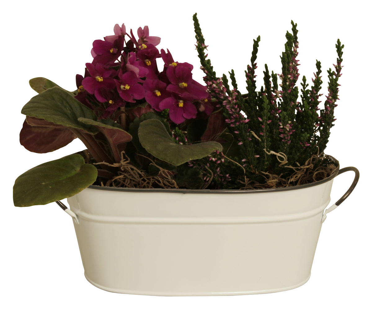 Double 4&quot; Pearl White Metal Planter