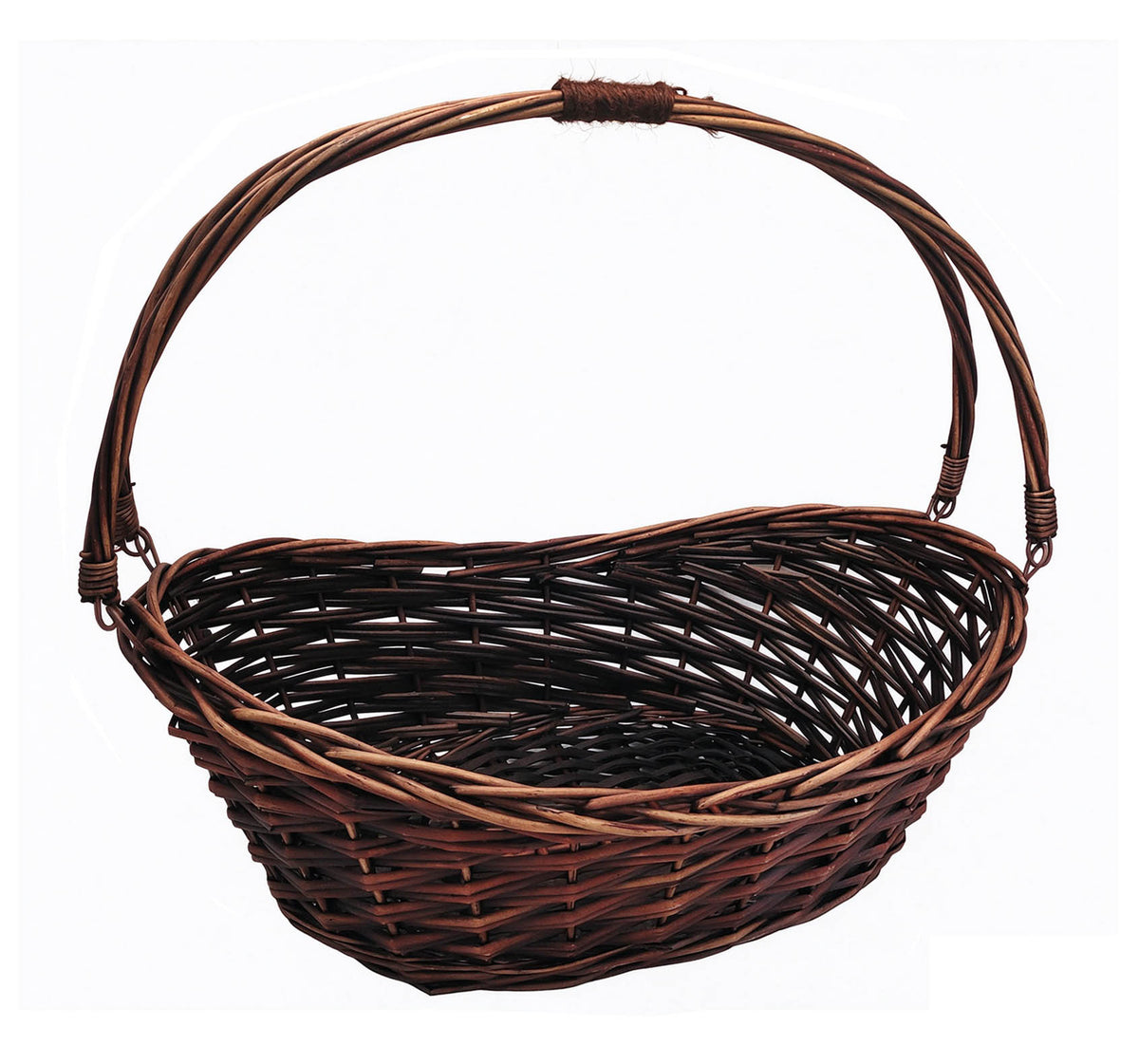 20" Brown Willow Basket w/Lengthwise Handles