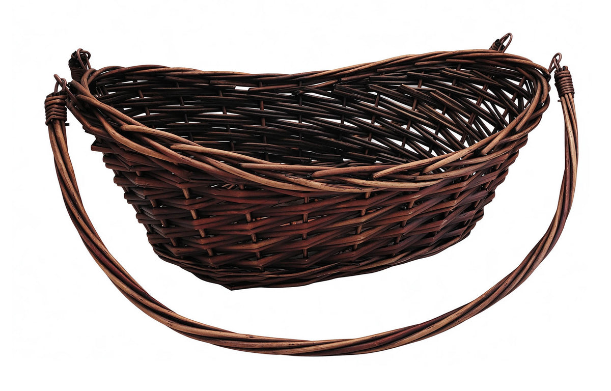 20" Brown Willow Basket w/Lengthwise Handles