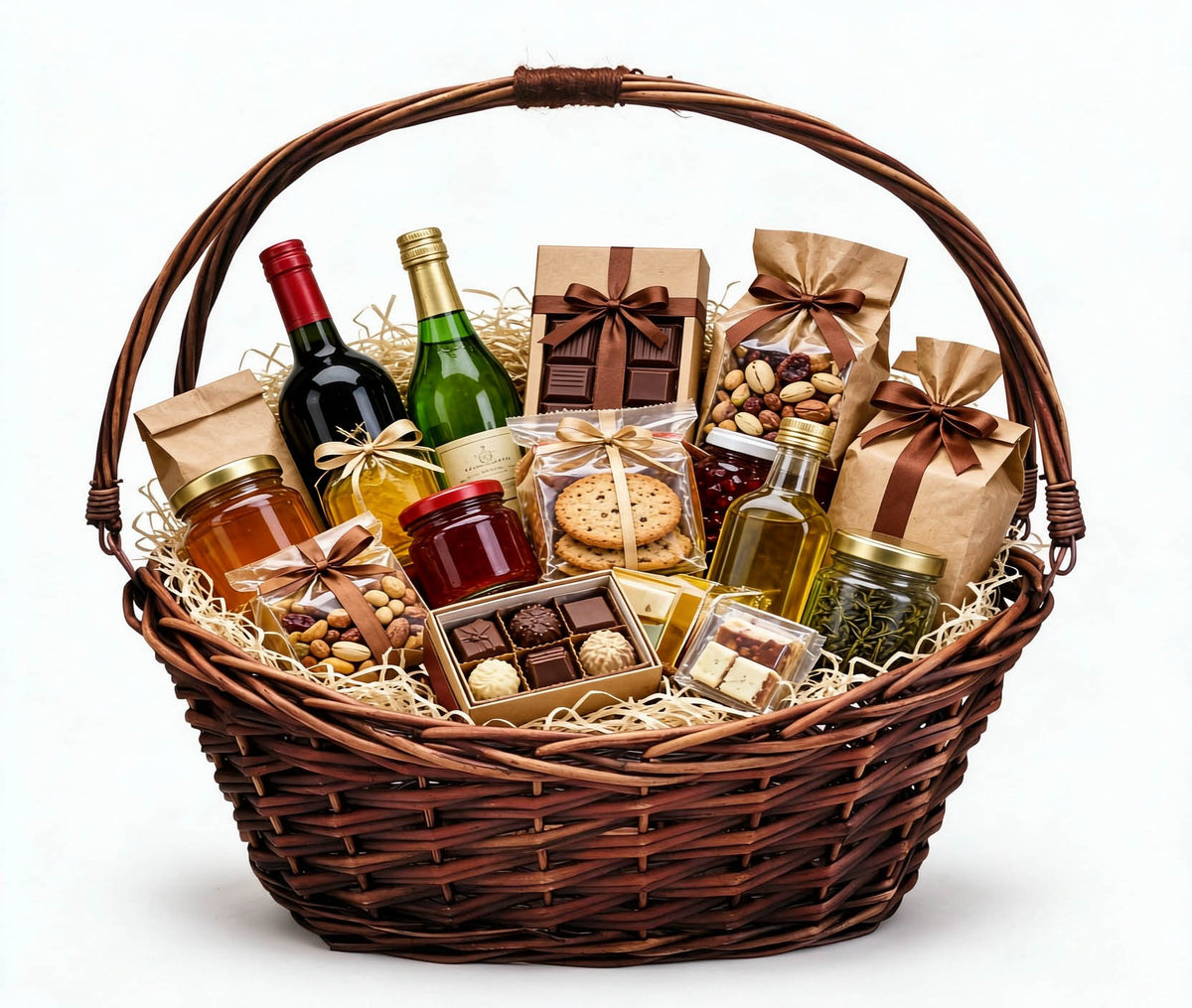 20" Brown Willow Basket w/Lengthwise Handles