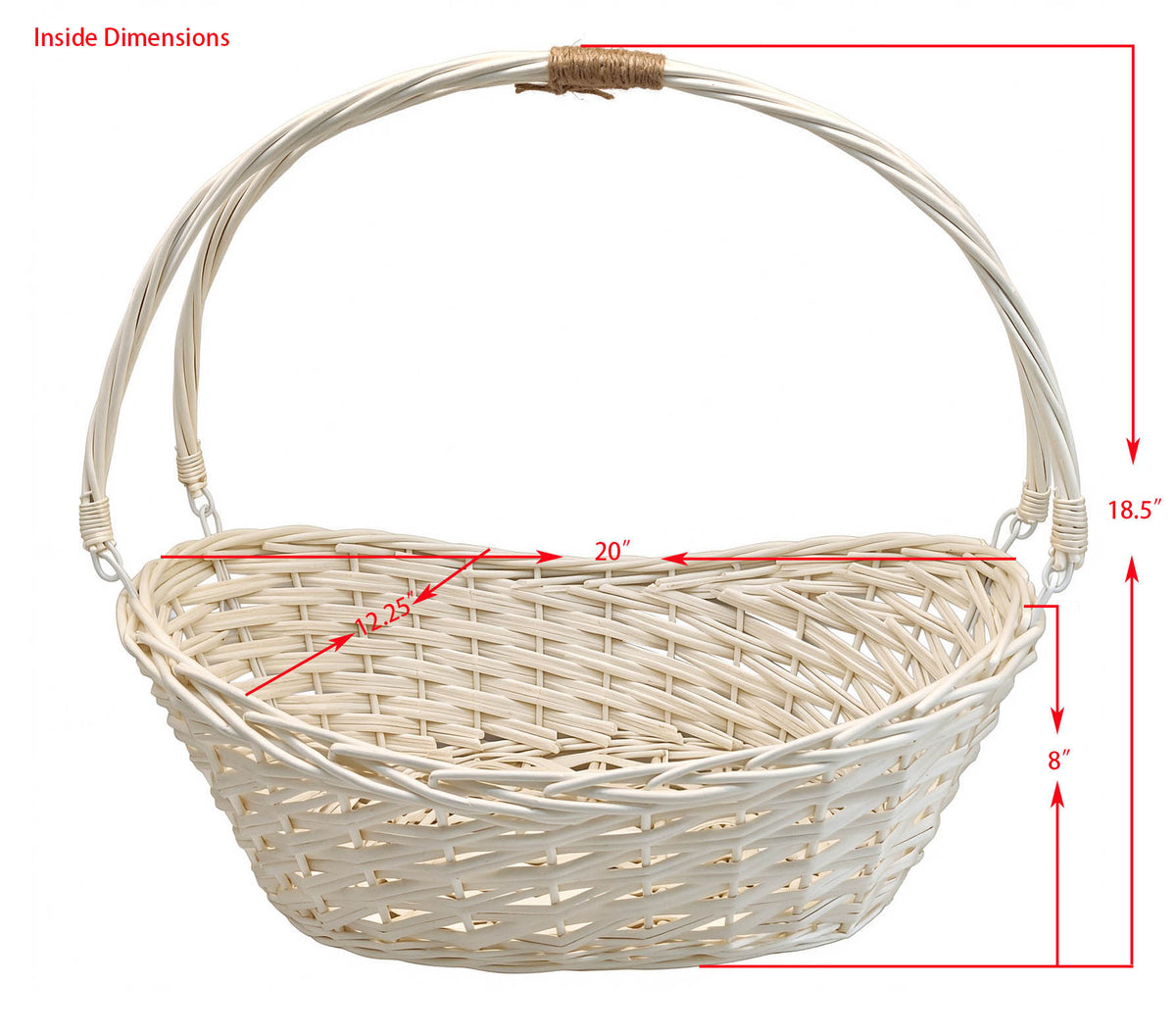 20" Natural Willow Basket w/Lengthwise Handles