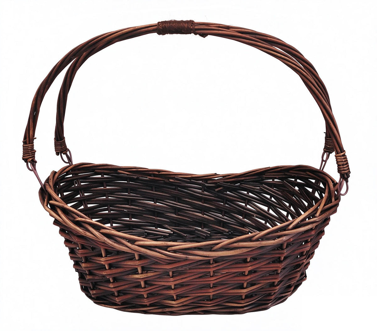 17" Brown Willow Basket w/Lengthwise Handles