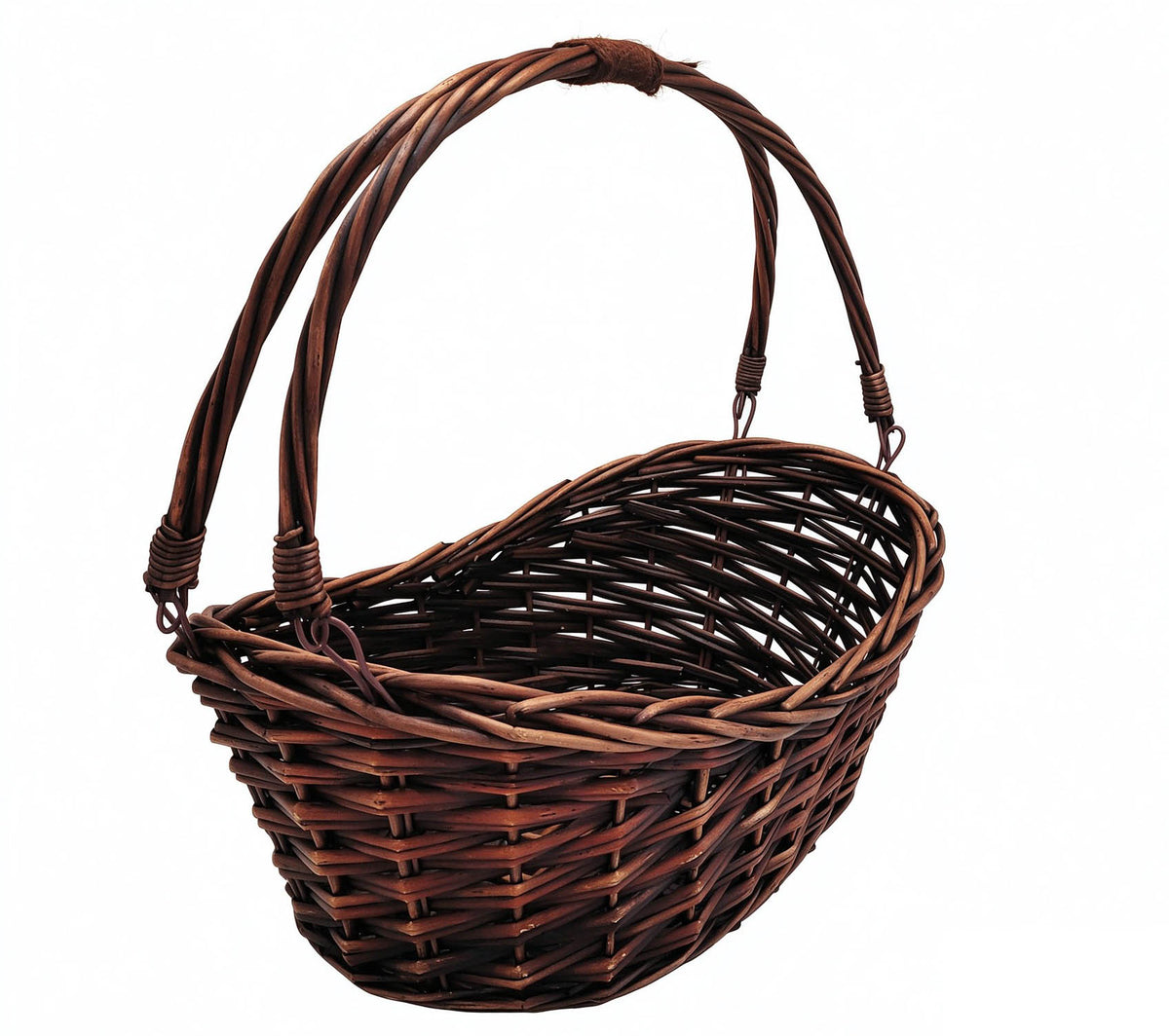 17" Brown Willow Basket w/Lengthwise Handles