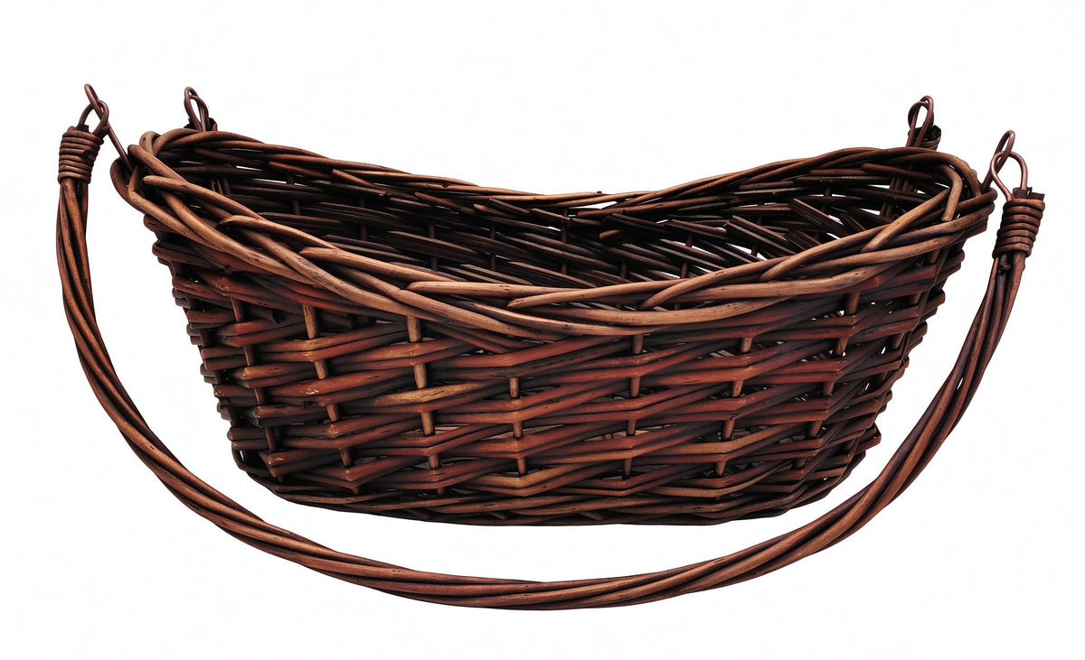 17" Brown Willow Basket w/Lengthwise Handles